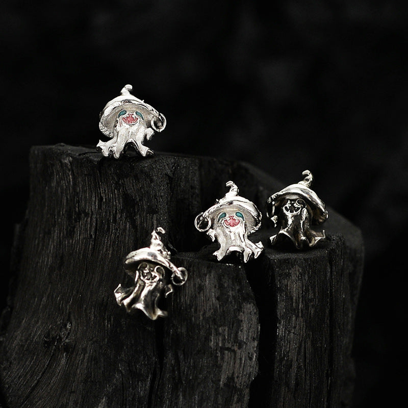 Small Sterling Silver Magic Hat Ghost Earring