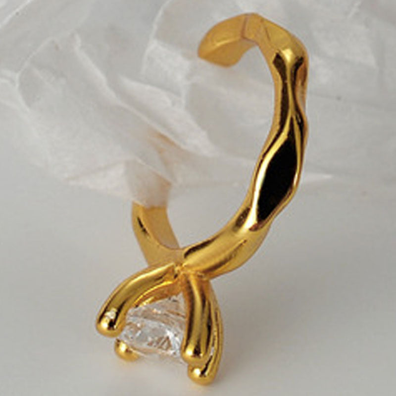 Sterling Silver/Gold-Plated Ear Cuff with Crystal