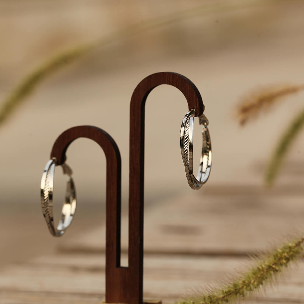 Twisted Silver Hoop Earrings Plated with 14k Gold