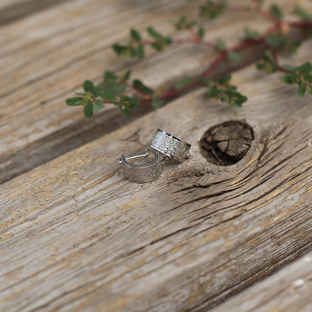 Textured Small Silver Hoop Earring