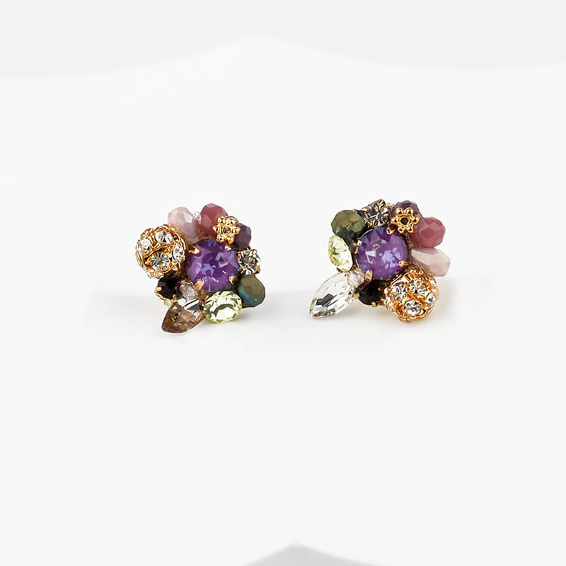 Natural Swarovski Crystal Stones Stud Earrings