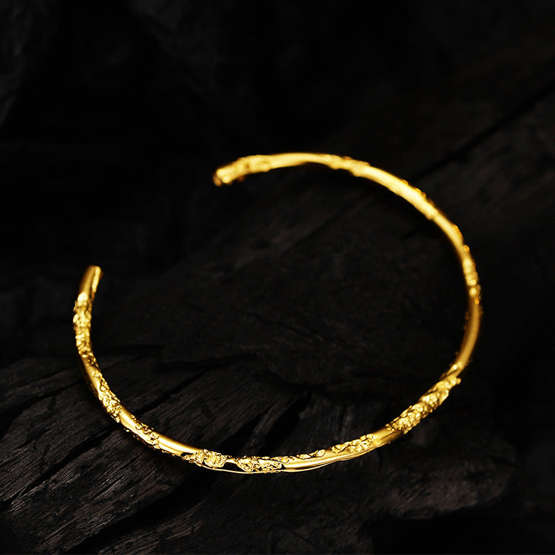 Sculptured Gold-plated 925 Silver Bracelet with Totem