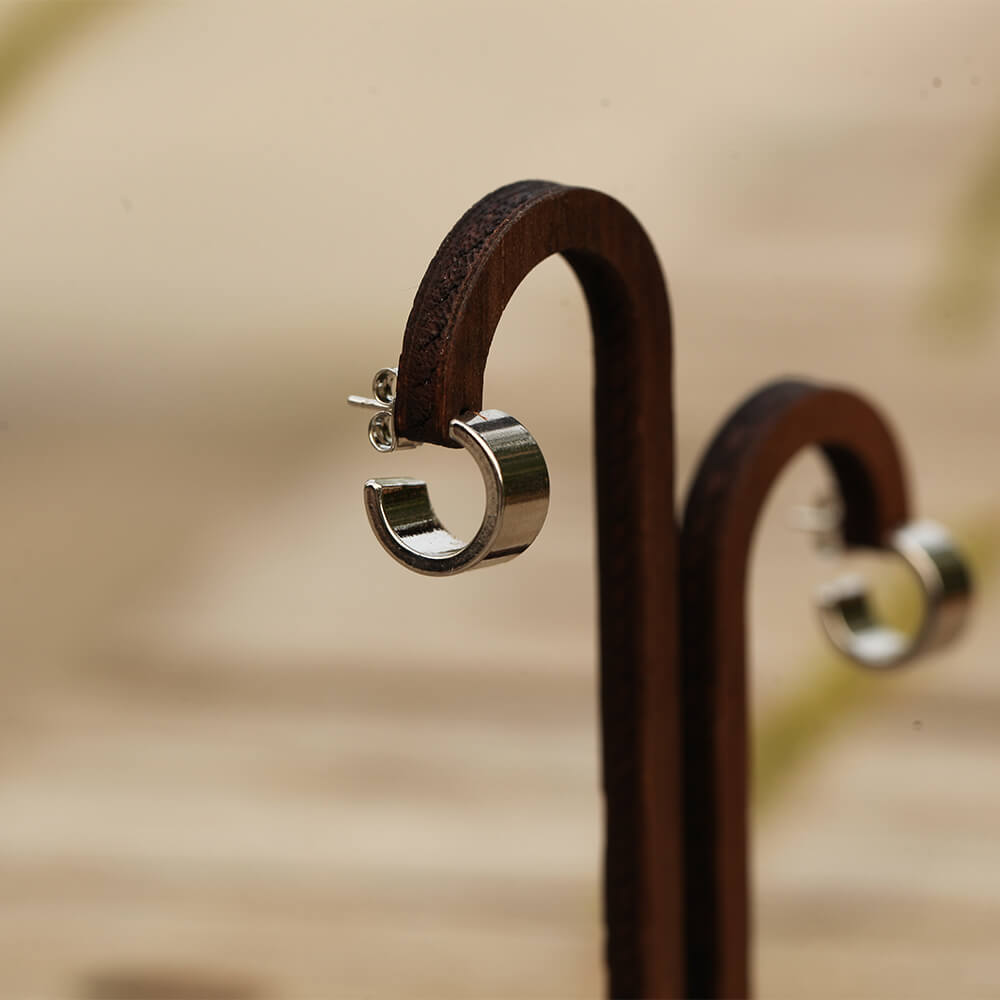 Small Silver Hoop Earring with Mirror Finish