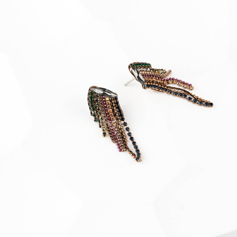 Gold Angel-Wing Draped Statement Earrings