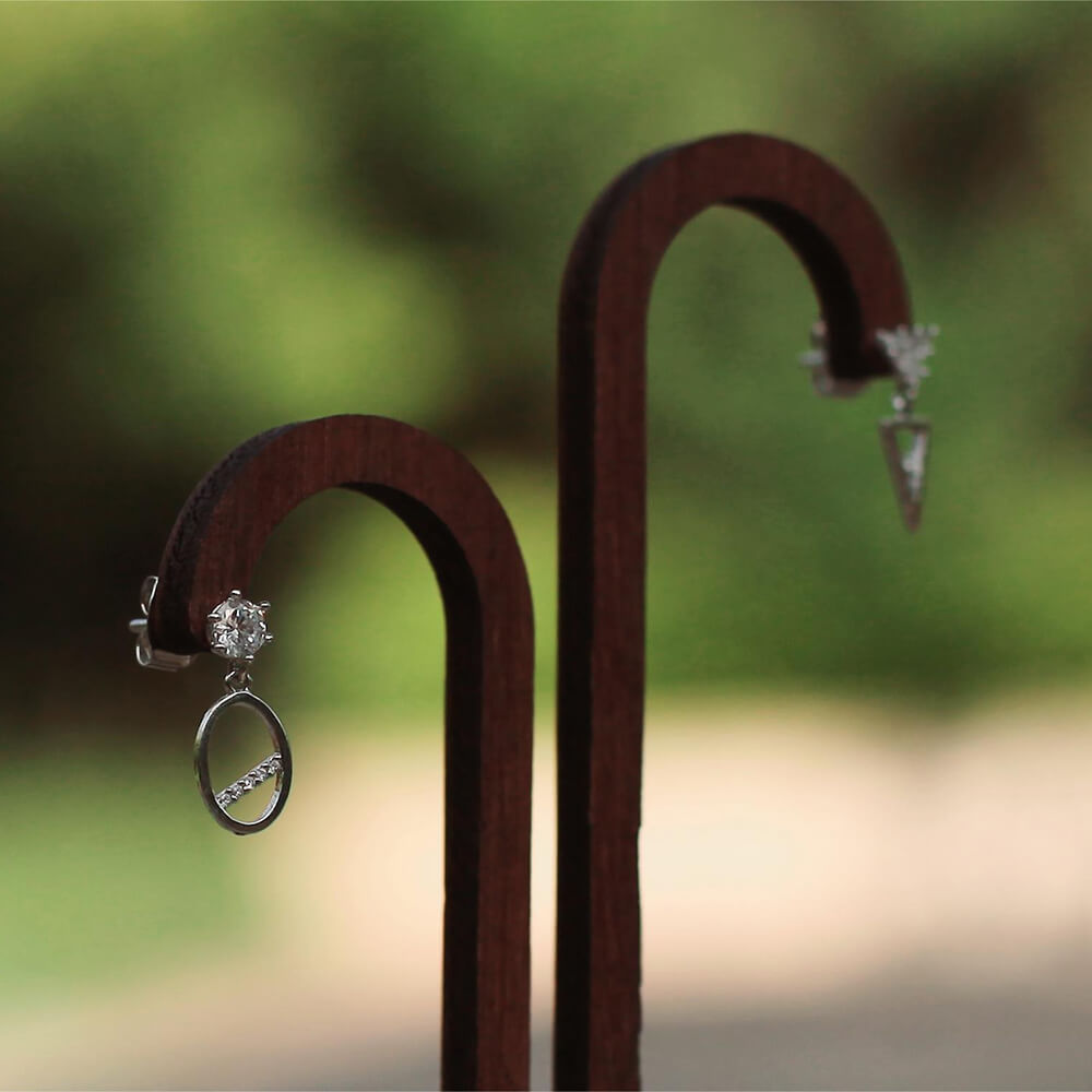 Small Silver Earring with Cubic Zirconia Stone