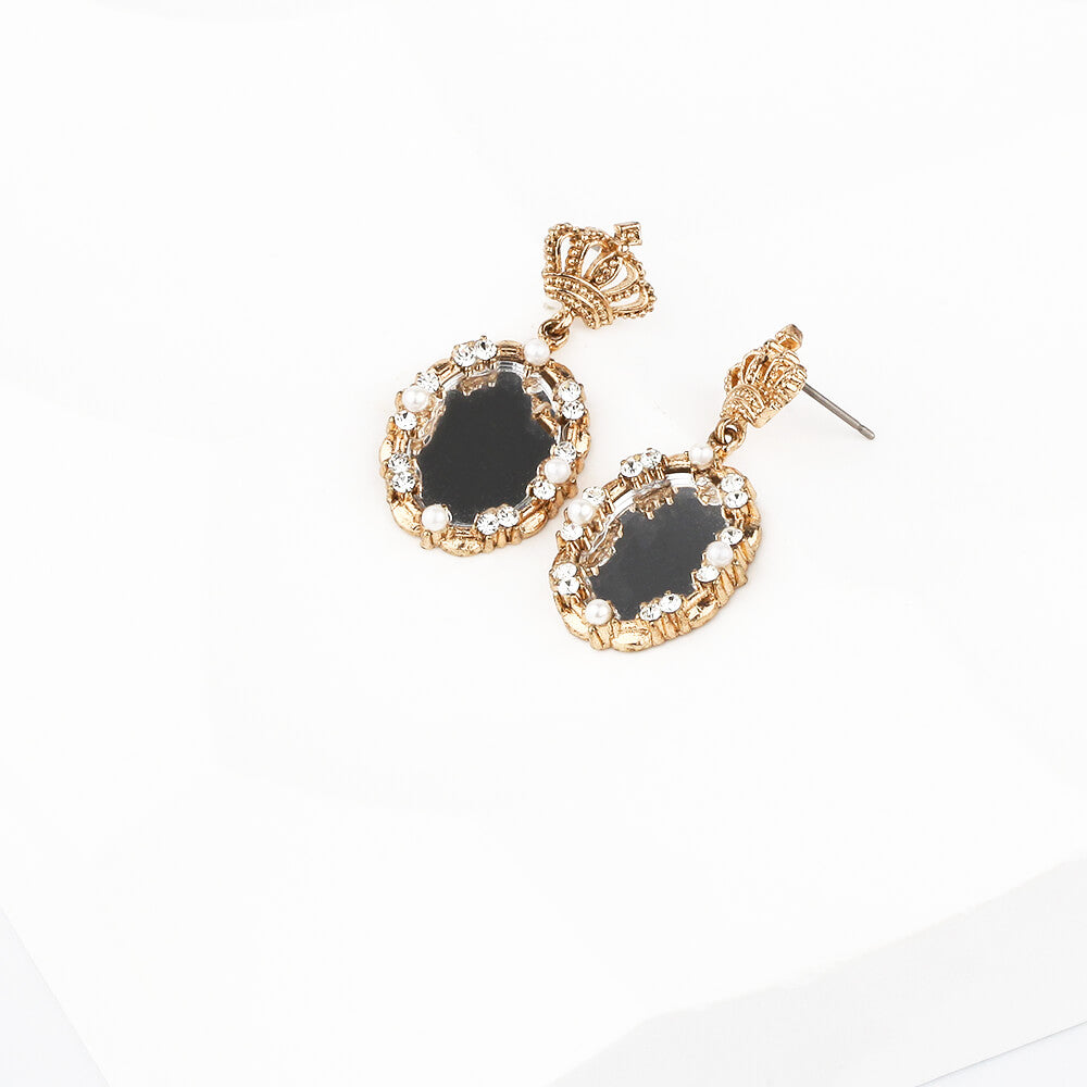 12k Gold-Plated Royal Statement Drop Earrings with Pearls