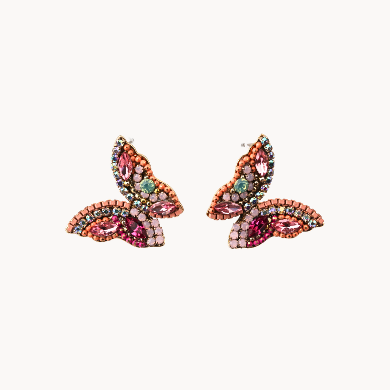 Glam Butterfly Crystal Cluster Stud Earrings