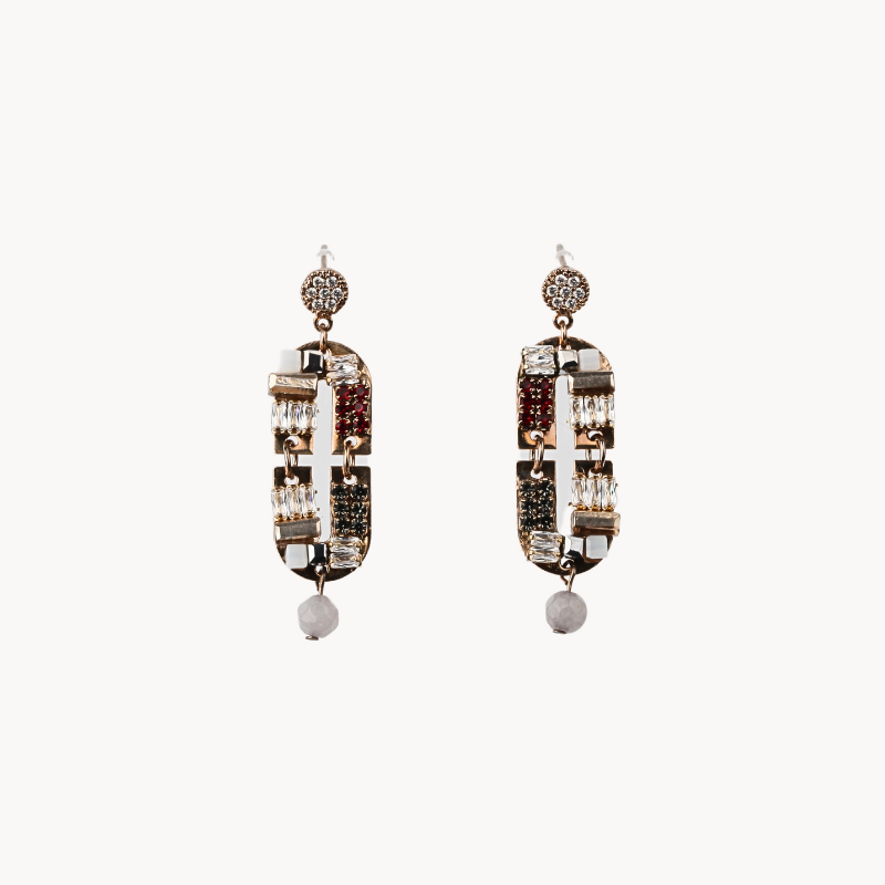 Gold Tone Drop Earrings with Mixed Crystals