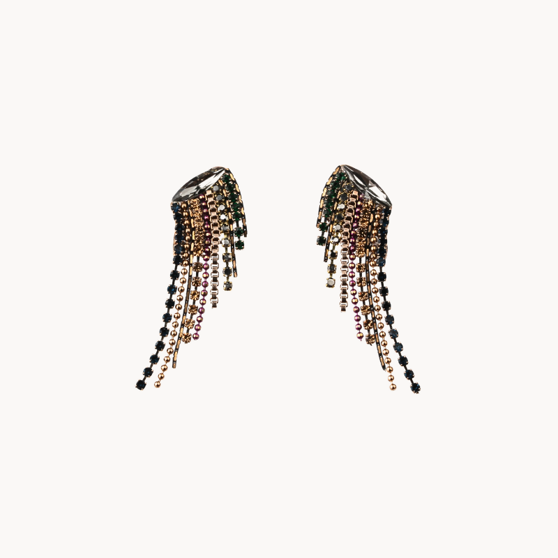 Gold Angel-Wing Draped Statement Earrings