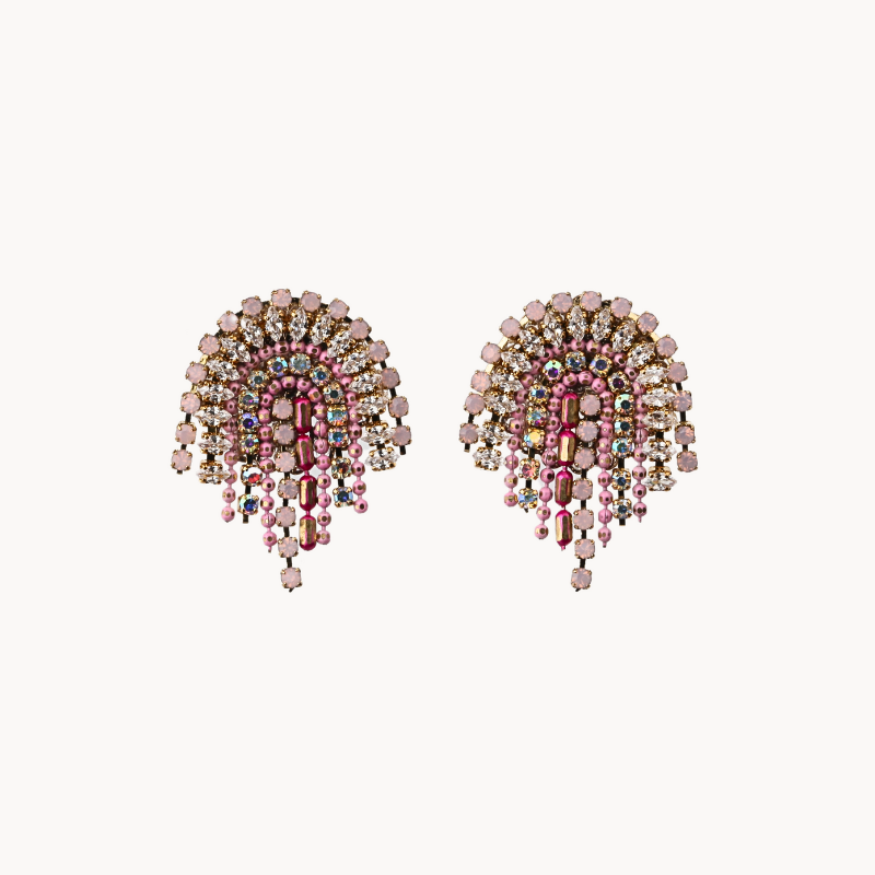 Rose Gold Statement Drop Earrings with Cubic Stones