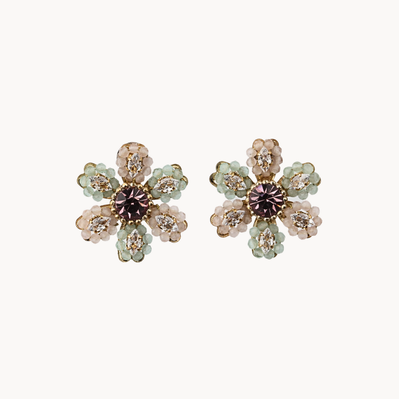 Vintage Star Shape Beaded Earrings with Crystal