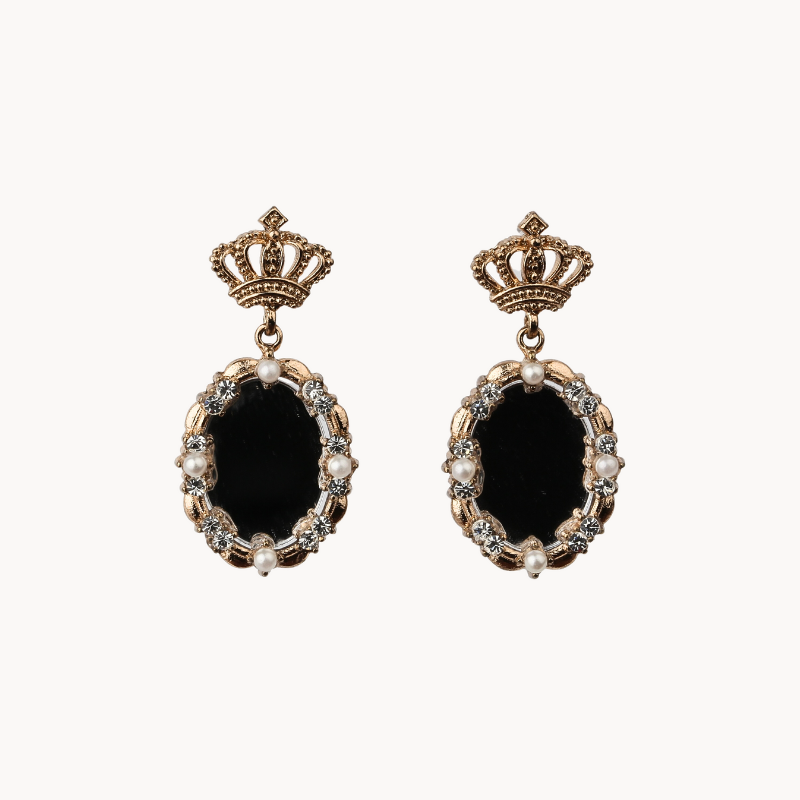 12k Gold-Plated Royal Statement Drop Earrings with Pearls