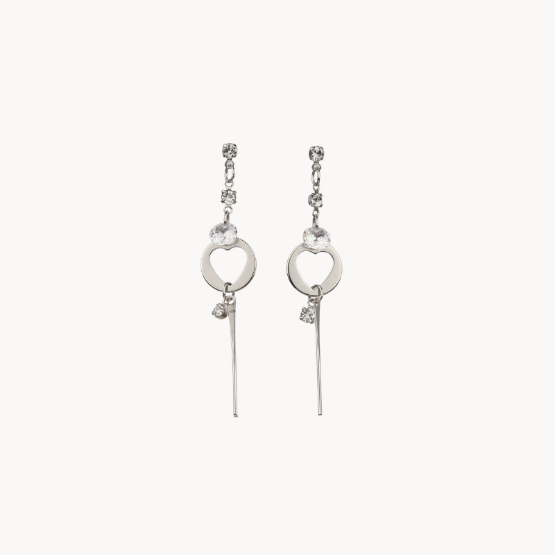 Stylish Silver Drop Earrings with Crystals