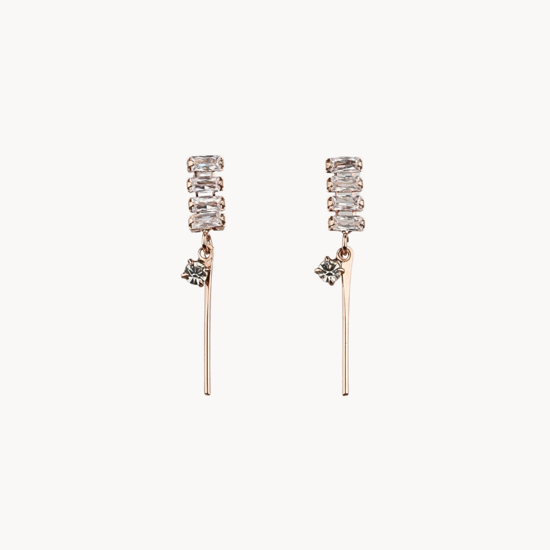 Rose Gold Soft Glam Earring with Crystals and 14k Gold