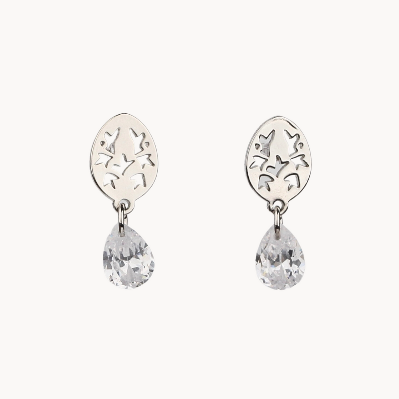 Sparkling Crystal Stud Earring with Gold-Plated Copper