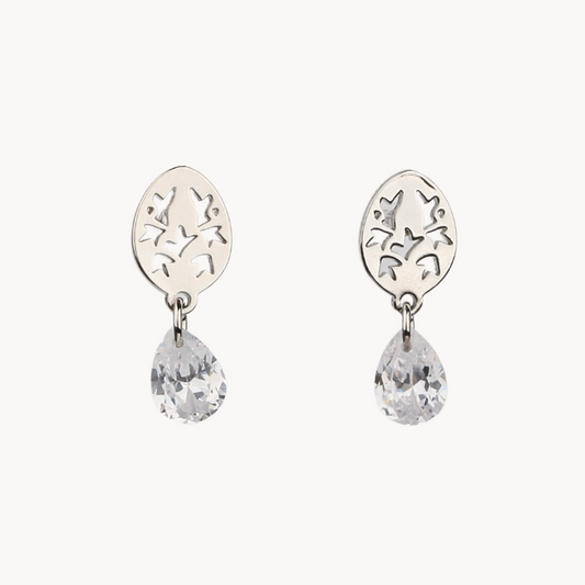 Sparkling Crystal Stud Earring with Gold-Plated Copper