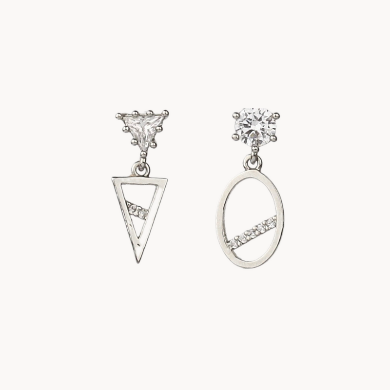 Small Silver Earring with Cubic Zirconia Stone