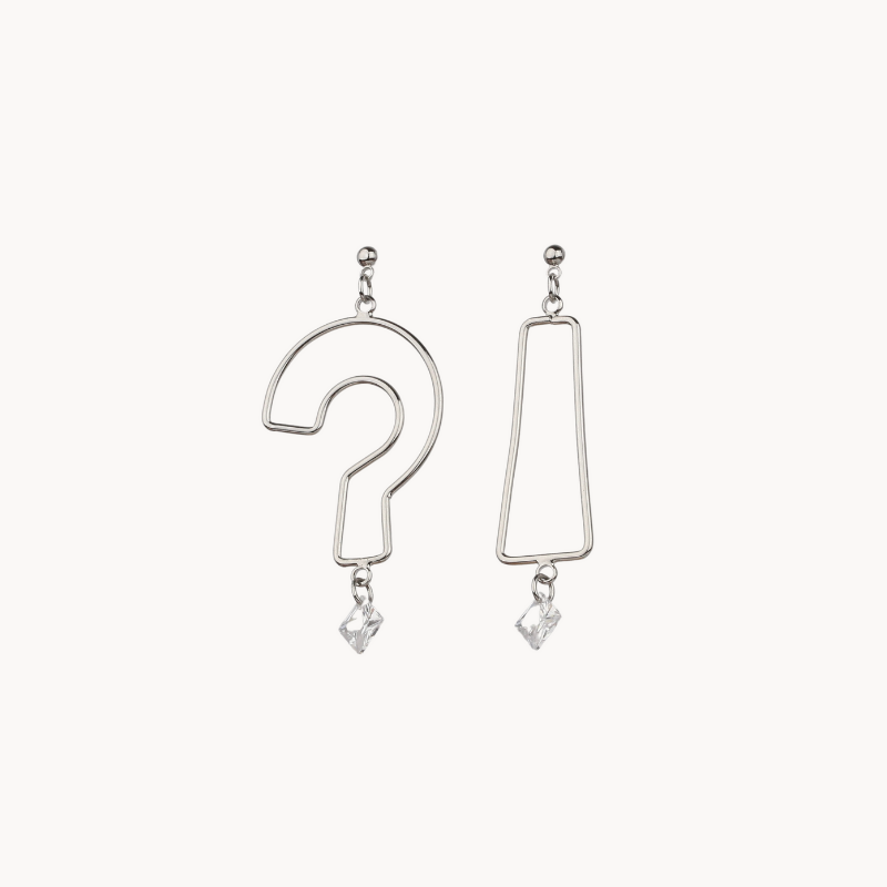 Silver Creative Drop Earring with Crystal Stone Detail