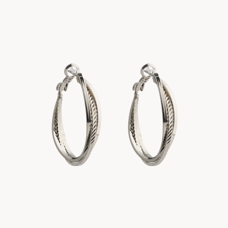 Twisted Silver Hoop Earrings Plated with 14k Gold