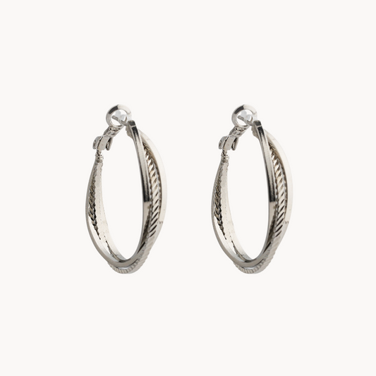 Twisted Silver Hoop Earrings Plated with 14k Gold