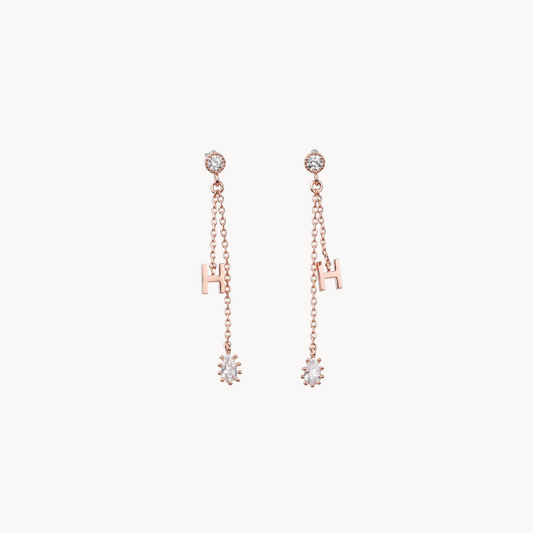 Single Initial Gold-plated Drop Earring with Crystals