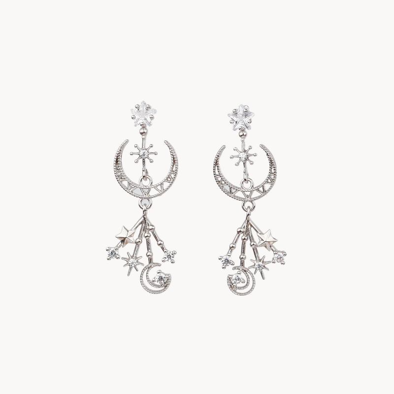 Moon and Crystal Statement Earring