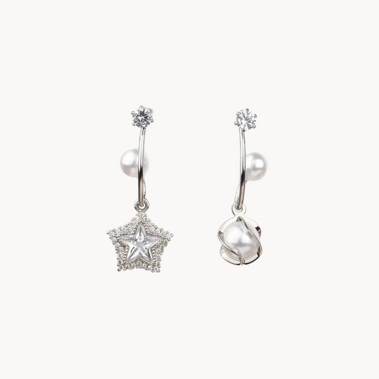 Sterling Silver Star Crystal Drop Earrings