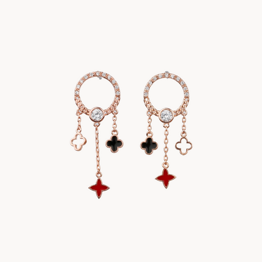 Stunning Rose Gold Round Earring With Dangly Star Cuts